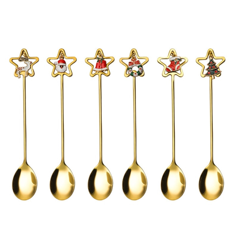 Craciun Tort Furculite Set Linguri Pentru Desert Fructe Salata Furculite Otel Inoxidabil 85DA