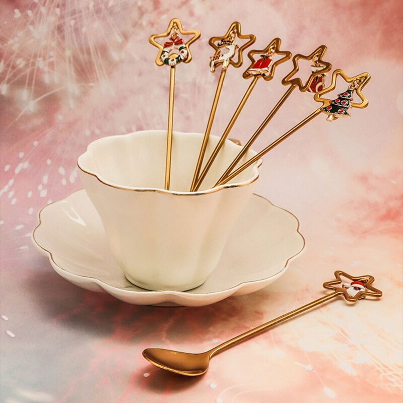 Craciun Tort Furculite Set Linguri Pentru Desert Fructe Salata Furculite Otel Inoxidabil 85DA