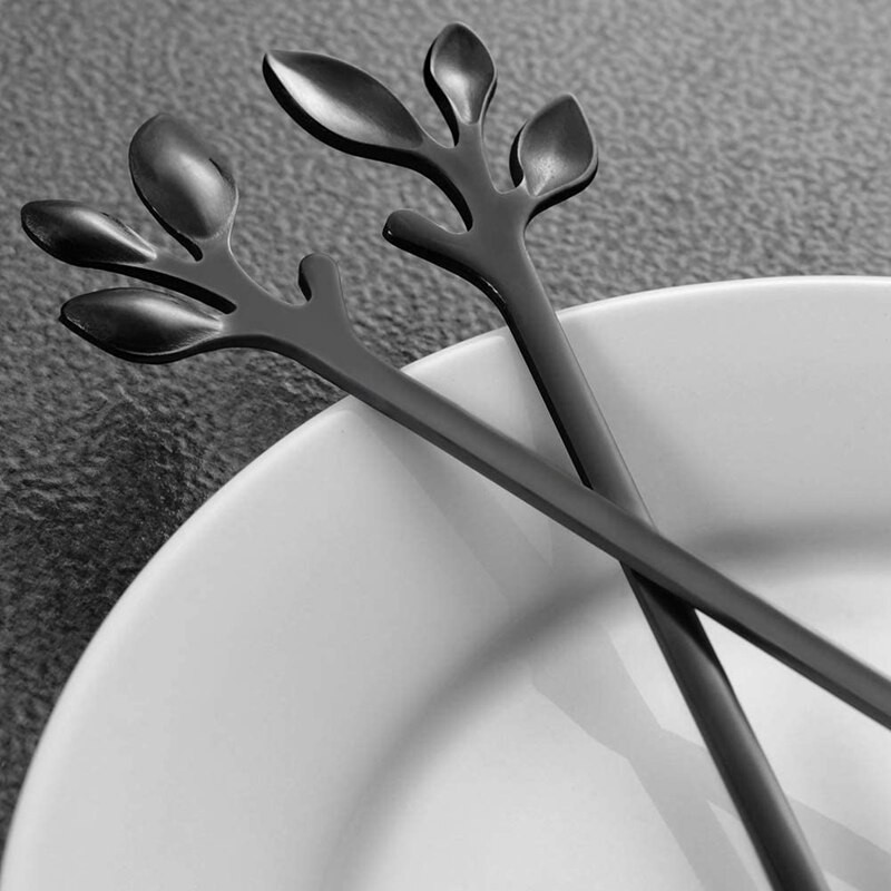 Kávéskanál készlet Eszpresszókanalak desszert teához Rozsdamentes acél keverő- és keverőkanál 16 db-os fekete