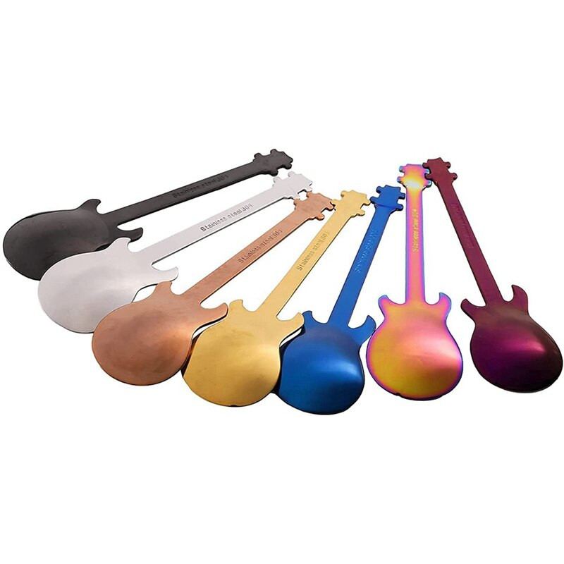 14 részes gitár kávéskanál, kiskanál, kreatív eszpresszókanalak desszerthez, fagylalt, tea, keverés, keverés