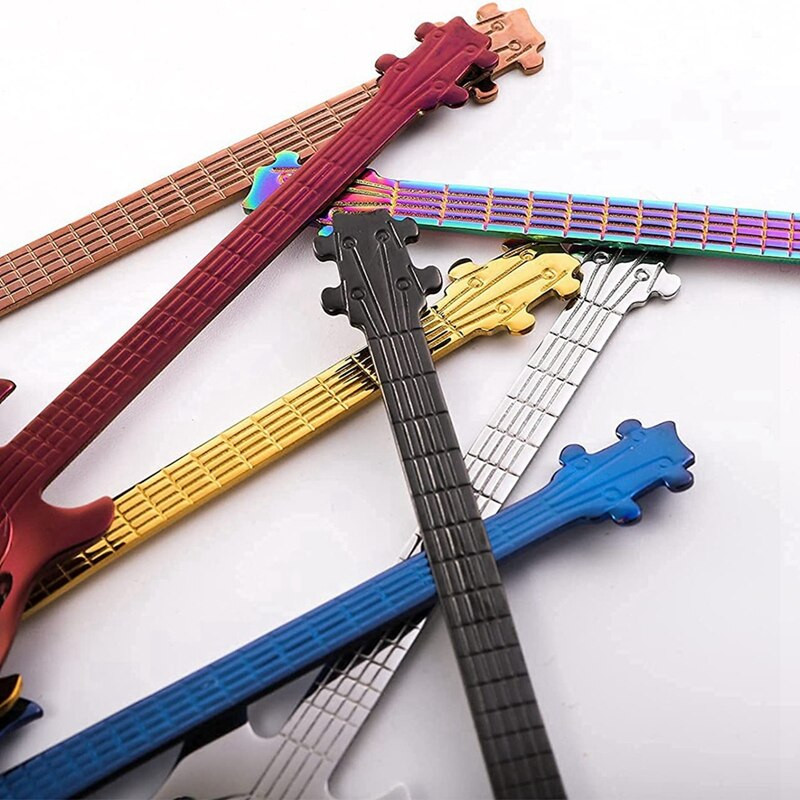 14 részes gitár kávéskanál, kiskanál, kreatív eszpresszókanalak desszerthez, fagylalt, tea, keverés, keverés