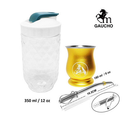 1 kom/lot Yerba Mate setovi posuđa za čaj uključuju čašicu s tikvicama od nehrđajućeg čelika, slamku za filtar, bombilu i funkciju točenja, plastičnu limenku za čaj, rasprodaja