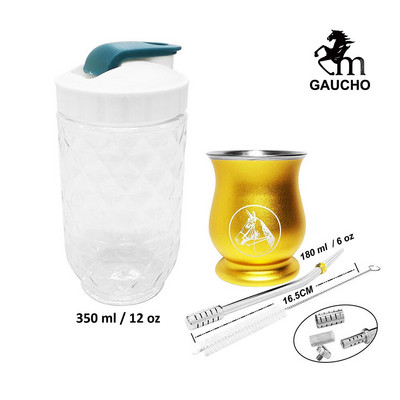 1 kom/lot Yerba Mate setovi posuđa za čaj uključuju čašicu s tikvicama od nehrđajućeg čelika, slamku za filtar, bombilu i funkciju točenja, plastičnu limenku za čaj, rasprodaja