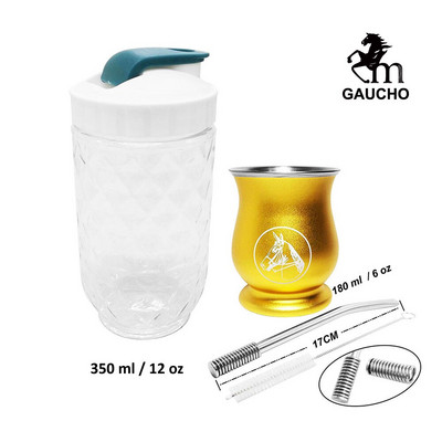 1 kom/lot Yerba Mate setovi posuđa za čaj uključuju čašicu s tikvicama od nehrđajućeg čelika, slamku za filtar, bombilu i funkciju točenja, plastičnu limenku za čaj, rasprodaja