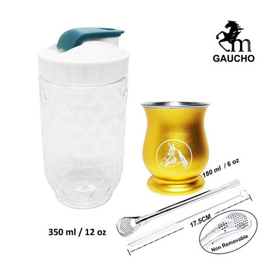 1 kom/lot Yerba Mate setovi posuđa za čaj uključuju čašicu s tikvicama od nehrđajućeg čelika, slamku za filtar, bombilu i funkciju točenja, plastičnu limenku za čaj, rasprodaja