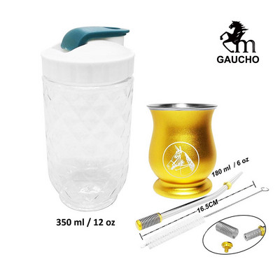 1 kom/lot Yerba Mate setovi posuđa za čaj uključuju čašicu s tikvicama od nehrđajućeg čelika, slamku za filtar, bombilu i funkciju točenja, plastičnu limenku za čaj, rasprodaja