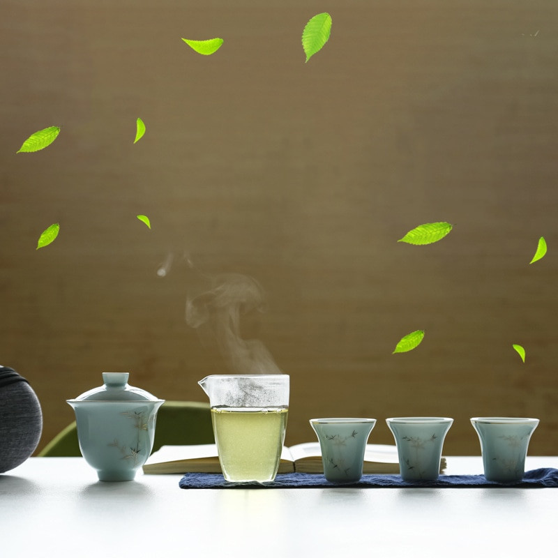 Prenosná cestovná súprava čajníkov do exteriéru s 3 mini šálkami, 1 gaiwan, porcelánová japonská čajová súprava, obradná súprava Gaiwan, súprava na víno do domácnosti
