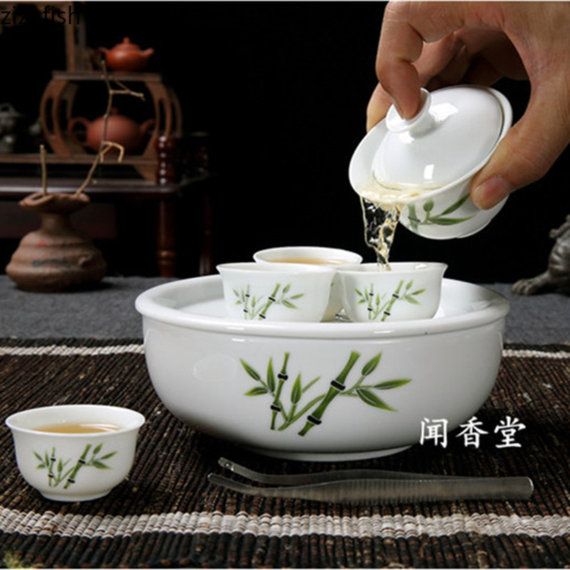 Set de ceai de călătorie, pungă roșie de depozitare, portabil, mov, ceașcă de nisip, oală din ceramică, tavă rotundă pentru ceai, ustensile de ceai Kung Fu, set de 7 piese.