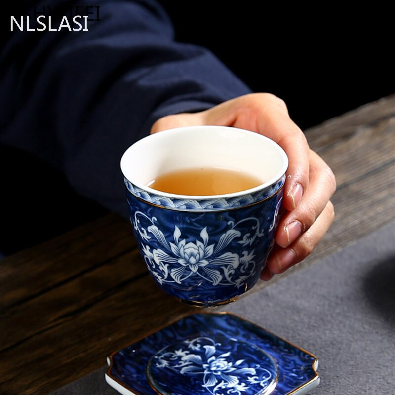 4 ks/sada Jingdezhen Retro ručne vyrobená keramická podložka pod šálku, ručne maľovaná butiková miska na čaj, čínska porcelánová čajová súprava