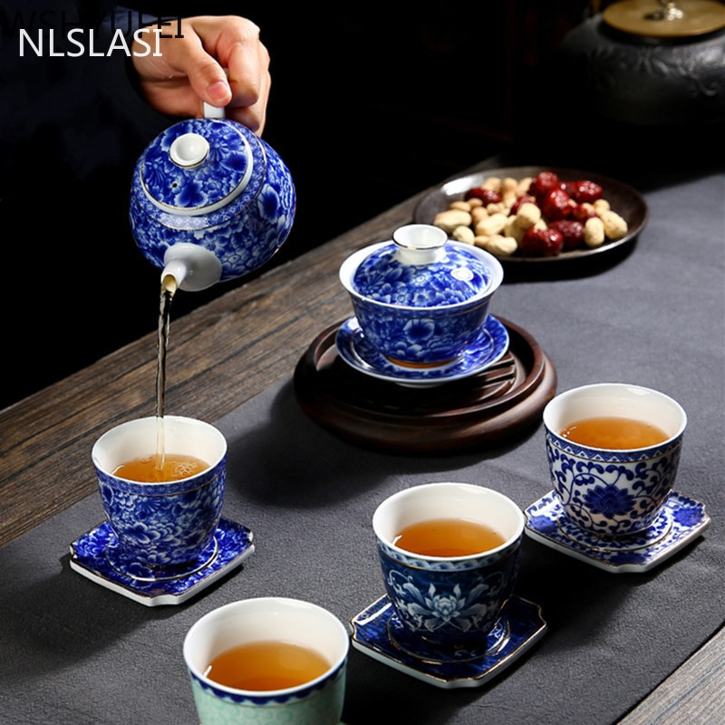 4 ks/sada Jingdezhen Retro ručne vyrobená keramická podložka pod šálku, ručne maľovaná butiková miska na čaj, čínska porcelánová čajová súprava