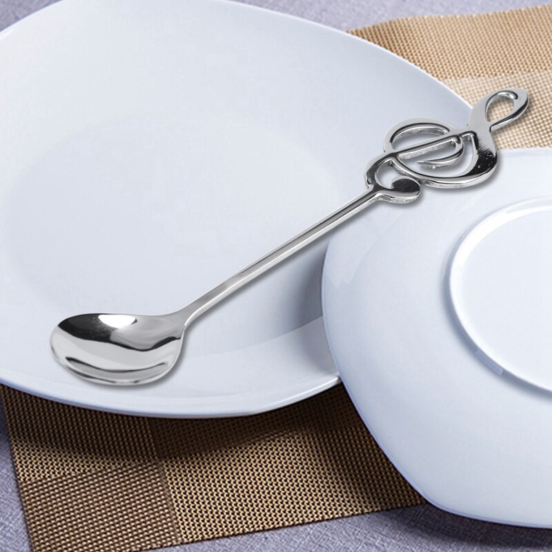 8 bucăți drăguț cu tema muzicală ceai linguriță pentru amestecare lingură de cafea din oțel inoxidabil în formă de notă mică înghețată linguriță pentru desert tacâmuri creative