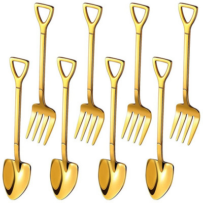 8 bucăți lopată lingură furculiță lopată cafea mâner furculiță în formă de desert