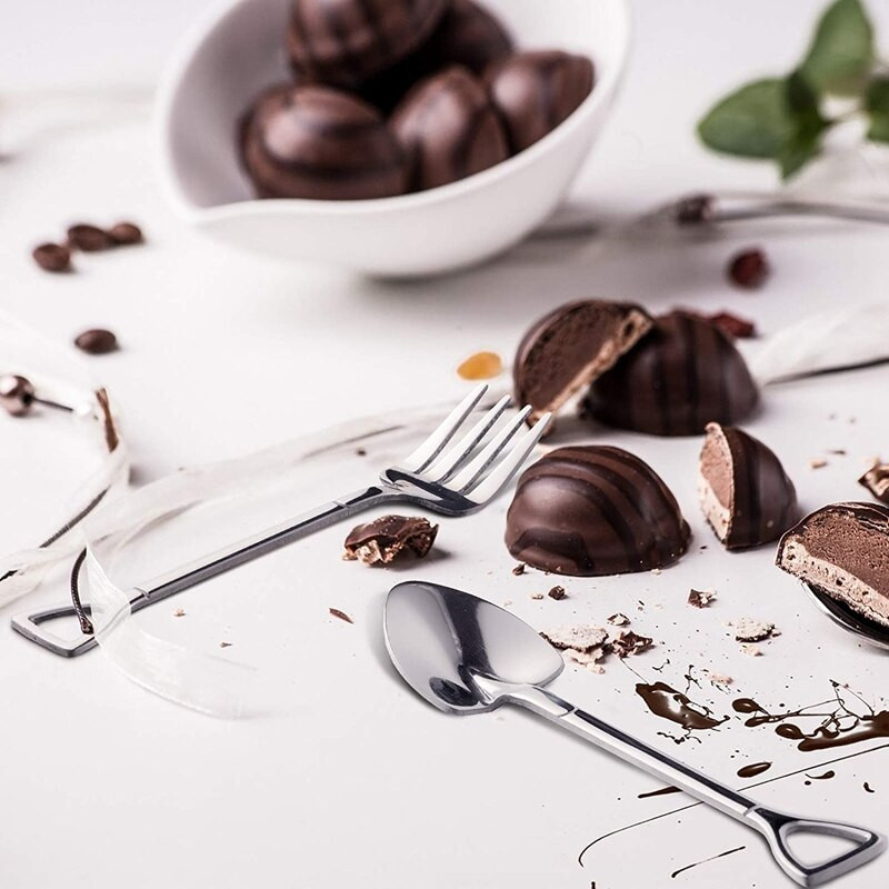 8 bucăți lopată lingură furculiță lopată cafea mâner furculiță în formă de desert