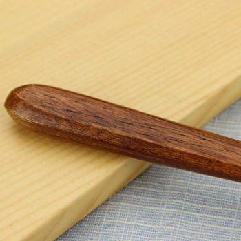 Дълги дървени лъжици, 5 части в корейски стил 10,9 инча 100% естествено дърво Кръгли лъжици с дълга дръжка за готвене на супа Бъркалка за смесване