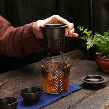 Китайски кунг-фу Teaset Преносим сервиз за чай за пътуване Yixing Purple Clay Teapot Quik Pots Teaware Китайски чайници за напитки