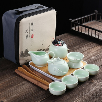 Prijenosni keramički set posuđa za čaj Kineski kung fu pribor za čaj Čajnik Putnički pribor za čaj s vrećicom Set za čaj Gaiwan Čaj Šalice čaja Ceremonija