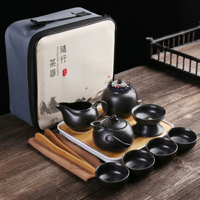 Prijenosni keramički set posuđa za čaj Kineski kung fu pribor za čaj Čajnik Putnički pribor za čaj s vrećicom Set za čaj Gaiwan Čaj Šalice čaja Ceremonija