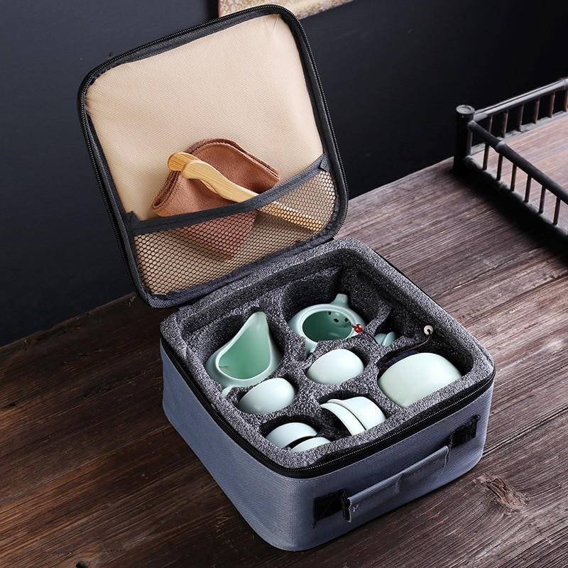 Prijenosni keramički set posuđa za čaj Kineski kung fu pribor za čaj Čajnik Putnički pribor za čaj s vrećicom Set za čaj Gaiwan Čaj Šalice čaja Ceremonija
