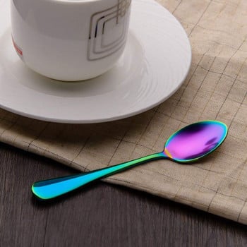 Rainbow Color Teaspoons Coffee Spoon Mini Cake Spoon Σετ από ανοξείδωτο ατσάλι 6 τεμαχίων (Μπούλες καφέ)