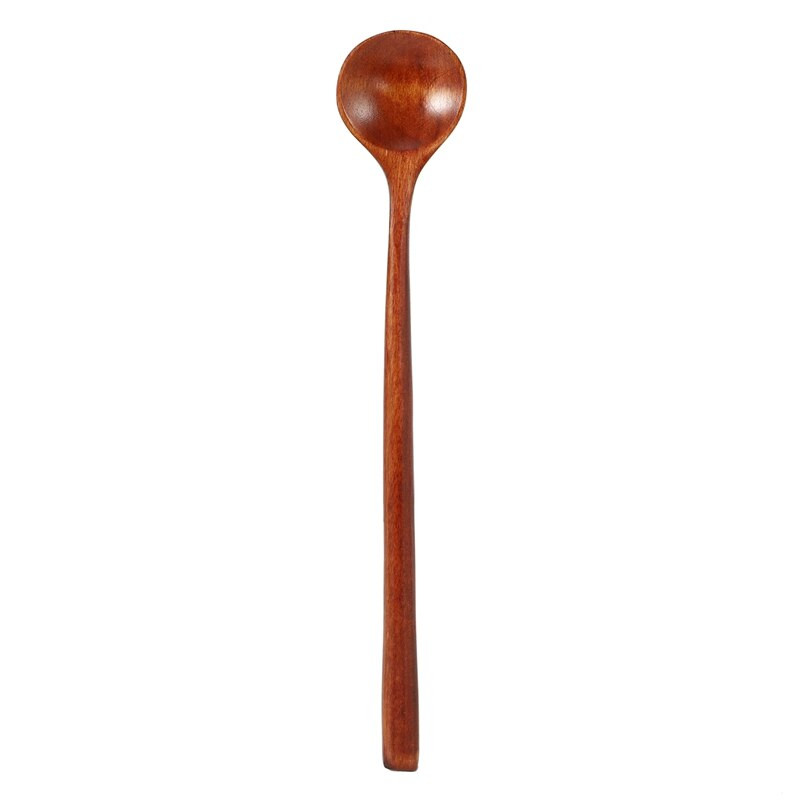 Linguri lungi din lemn, 5 bucăți, stil coreean, 10,9 inci, 100% lemn natural, linguri rotunde cu mâner lung, pentru gătit supă, amestecător de amestecare