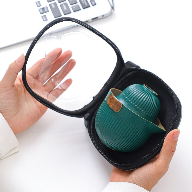 Nešiojamas kelioninis arbatos rinkinys Keraminis arbatinukas Virdulys Quik Puodai 1 puodas ir 3 puodeliai Arbatos indai Biuro namams Kinų gėrimų arbatinukaiArbatos puodelis