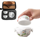 Keraminiai arbatinukai gaiwan arbatinukai kiniški arbatos indai nešiojami kelioniniai arbatos rinkiniai su kelioniniu maišeliu Nemokamas pristatymas
