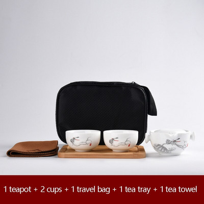 Keraminiai arbatinukai gaiwan arbatinukai kiniški arbatos indai nešiojami kelioniniai arbatos rinkiniai su kelioniniu maišeliu Nemokamas pristatymas
