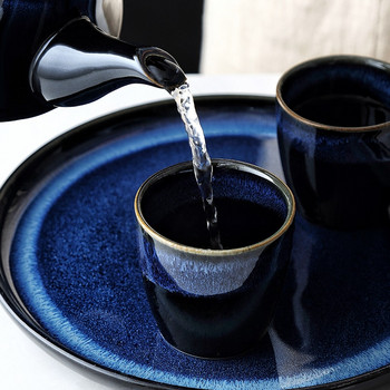 Чайник с дизайн на синьо котешко око Традиционна китайска керамична чаша за чай Следобеден чай Комплект съдове и прибори за домашен декор Чаени прибори