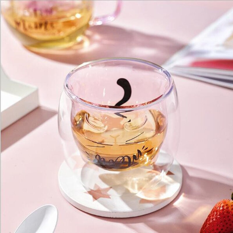 Kreativni, slatki mačji set za čaj, dvostruka stijenka, staklena šalica za čaj, lonac, šalica za kavu, šalica za čaj, čajnik, poklon