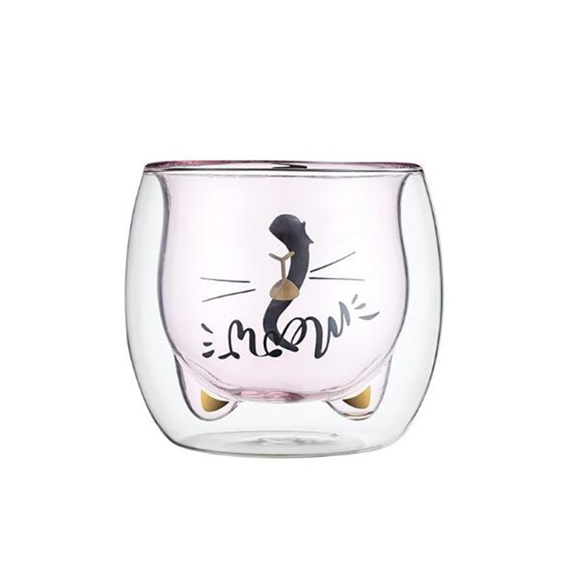 Kreativni, slatki mačji set za čaj, dvostruka stijenka, staklena šalica za čaj, lonac, šalica za kavu, šalica za čaj, čajnik, poklon