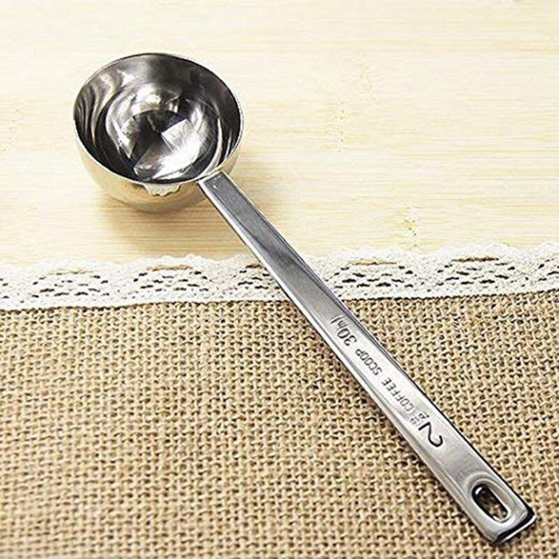 Nerūdijančio plieno kavos kaušelis, 2 valgomieji šaukštai matavimo šaukštas kavos kaušelis, 30 ml metaliniai šaukštai ilgomis rankenomis Kavos matavimo šaukštai,