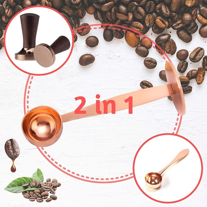 Nerūdijančio plieno kavos kaušelis 2 viename espreso kavos matavimo ir sulaužymo šaukštelis espreso kavos aparatas, ištikimas kompanionas