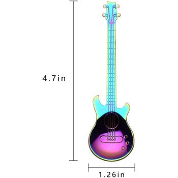 Нови китарни лъжички за кафе 6 пакета Творчески сладки лъжички Чаени лъжички от неръждаема стомана С форма на китара (многоцветни)