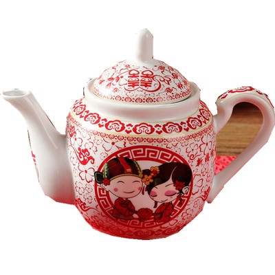 Keramická čajová súprava, kreatívna svadobná červená šálka, studená kanvica, domáci čajník v čínskom štýle, kung-fu čierny čaj, da hong pao riad