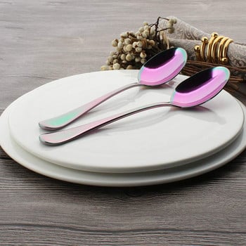 Χρώμα Rainbow TeaSpoons Coffee Spoon Mini Cake Spoon Σετ από ανοξείδωτο ατσάλι 6 τεμαχίων μεζούρες καφέ