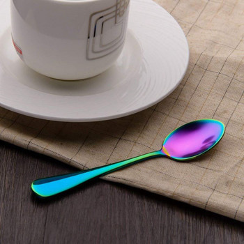 Νέο Rainbow Color Teaspoons Coffee Spoon Mini Cake Spoon Σετ από ανοξείδωτο ατσάλι 6 τεμαχίων (Μπούλες καφέ)