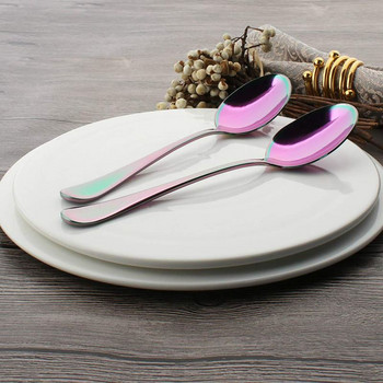 Νέο Rainbow Color Teaspoons Coffee Spoon Mini Cake Spoon Σετ από ανοξείδωτο ατσάλι 6 τεμαχίων (Μπούλες καφέ)