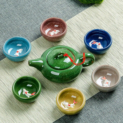 Ledom napukla šalica Set za čaj Keramička šalica za čaj Kung Fu Set za čaj Poklon kutija Set za čaj Čajnik Jednostavan pribor za domaćinstvo Čaj za vodu Čajnik
