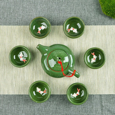 Ledom napukla šalica Set za čaj Keramička šalica za čaj Kung Fu Set za čaj Poklon kutija Set za čaj Čajnik Jednostavan pribor za domaćinstvo Čaj za vodu Čajnik