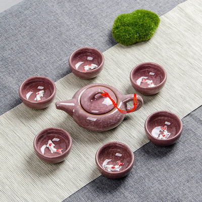 Ledom napukla šalica Set za čaj Keramička šalica za čaj Kung Fu Set za čaj Poklon kutija Set za čaj Čajnik Jednostavan pribor za domaćinstvo Čaj za vodu Čajnik