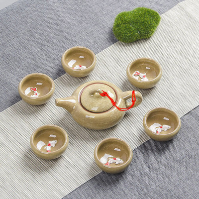 Ledom napukla šalica Set za čaj Keramička šalica za čaj Kung Fu Set za čaj Poklon kutija Set za čaj Čajnik Jednostavan pribor za domaćinstvo Čaj za vodu Čajnik