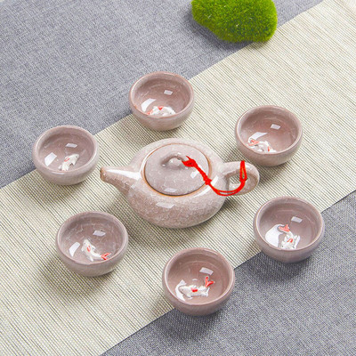 Ledom napukla šalica Set za čaj Keramička šalica za čaj Kung Fu Set za čaj Poklon kutija Set za čaj Čajnik Jednostavan pribor za domaćinstvo Čaj za vodu Čajnik