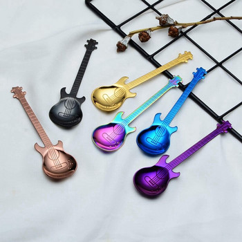 Κουτάλια καφέ κιθάρας 6 συσκευασιών Δημιουργικά χαριτωμένα κουτάλια κουταλάκια από ανοξείδωτο ατσάλι σε σχήμα κιθάρας (πολύχρωμα)