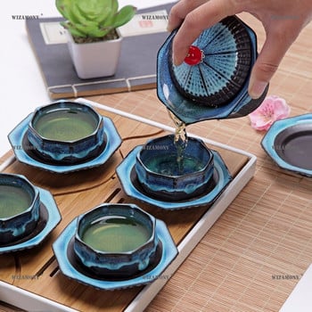 WIZAMONY китайски кунг-фу комплект за чай кърпа gaiwan гърне за чай чаша за чай тави сервиз за чай сервиз за чай керамичен подарък пуер съдове за пиене пътна чанта