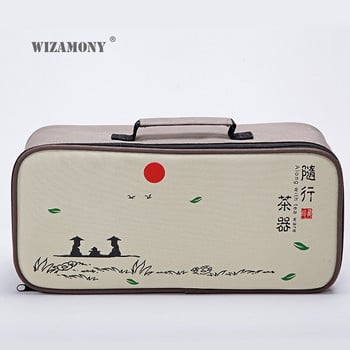 WIZAMONY Κινέζικο Κουνγκ Φου Σετ τσαγιού Towl gaiwan δοχείο τσαγιού δίσκοι τσαγιού σετ τσαγιού Teaware κεραμικό δώρο puer Drinkware Travel Bag