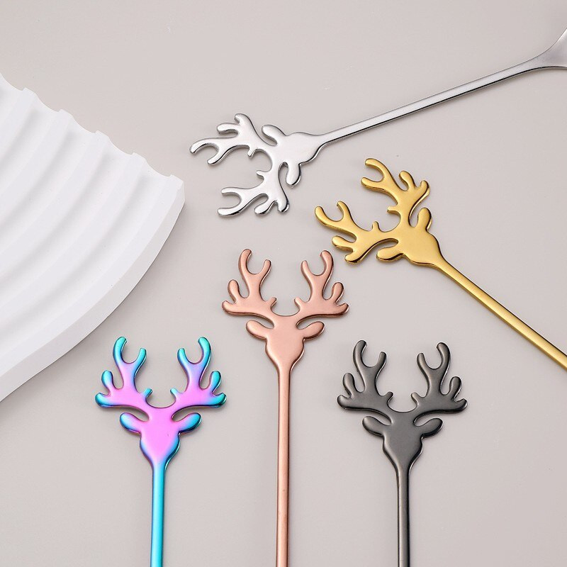 304 kreatívnych parohov z nehrdzavejúcej ocele, kuchynská káva, vianočná lyžica, lyžica, vysokohodnotný riad, darčeková krabička, dievčenské srdiečkové doplnky