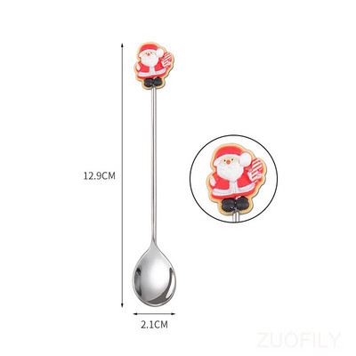 Nova božićna žlica od nehrđajućeg čelika Žlica za sladoled za desert Crtić Djed Božićnjak Čovječuljak medenjak Vilica za voće Party Žlica za miješanje kave