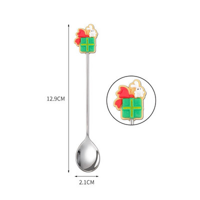 Nova božićna žlica od nehrđajućeg čelika Žlica za sladoled za desert Crtić Djed Božićnjak Čovječuljak medenjak Vilica za voće Party Žlica za miješanje kave