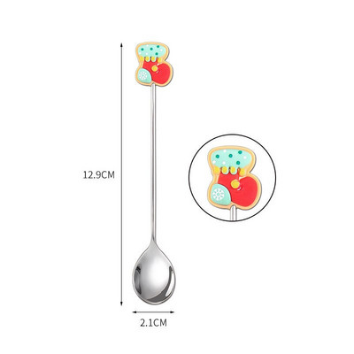 Nova božićna žlica od nehrđajućeg čelika Žlica za sladoled za desert Crtić Djed Božićnjak Čovječuljak medenjak Vilica za voće Party Žlica za miješanje kave