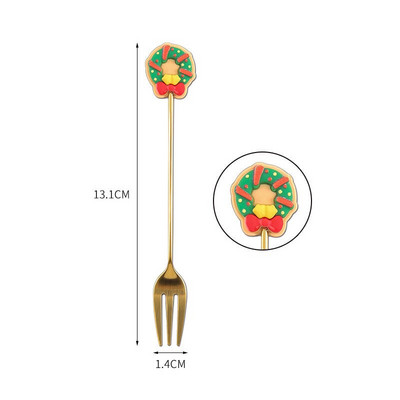 Nova božićna žlica od nehrđajućeg čelika Žlica za sladoled za desert Crtić Djed Božićnjak Čovječuljak medenjak Vilica za voće Party Žlica za miješanje kave
